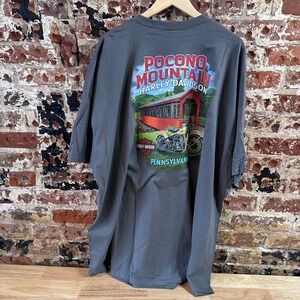 Harley Davidson Men's 5XL Short Sleeve Gray T-Shirt Pocono Mountain Bridge NEW